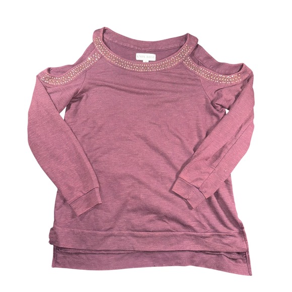 Knox Rose Sweater Womens Medium Cold Shoulder Studded Long Sleeve Pullover Top - Picture 1 of 6